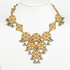 Napier Etruscan Revival Necklace Gold Tone Cannetille Detail Ball Beads Dangle